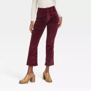 00R Women High Rise Corduroy Bootcut Jeans - Universal Thread Burgundy Stretchy
